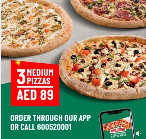 Papa Johns Dubai offers, December 2023