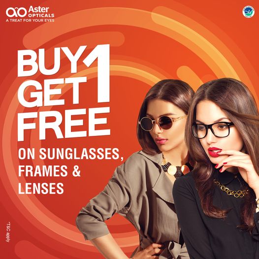 Aster Opticals Buy 1 Get 1 Free offer