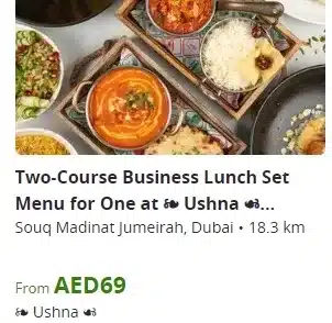 Ushna Restaurant Set Menu Offers