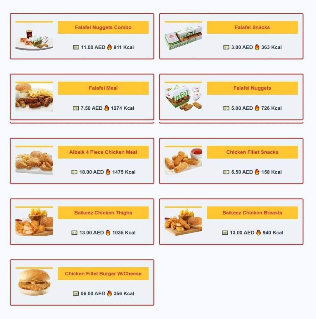 Al Baik Breakfast Menu