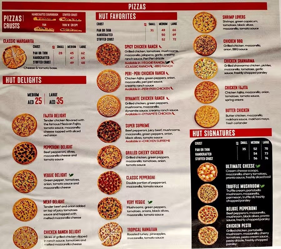 pizza hut menu 4
