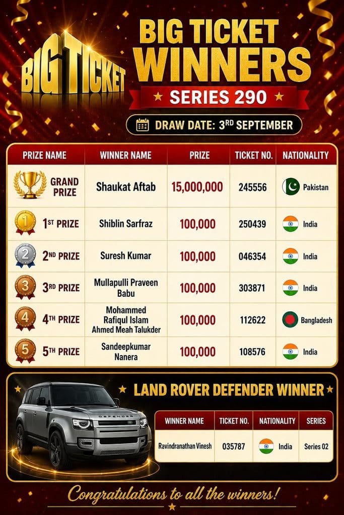 Big Ticket winner Series 290
