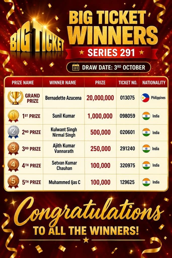 Big Ticket winners- Series 291