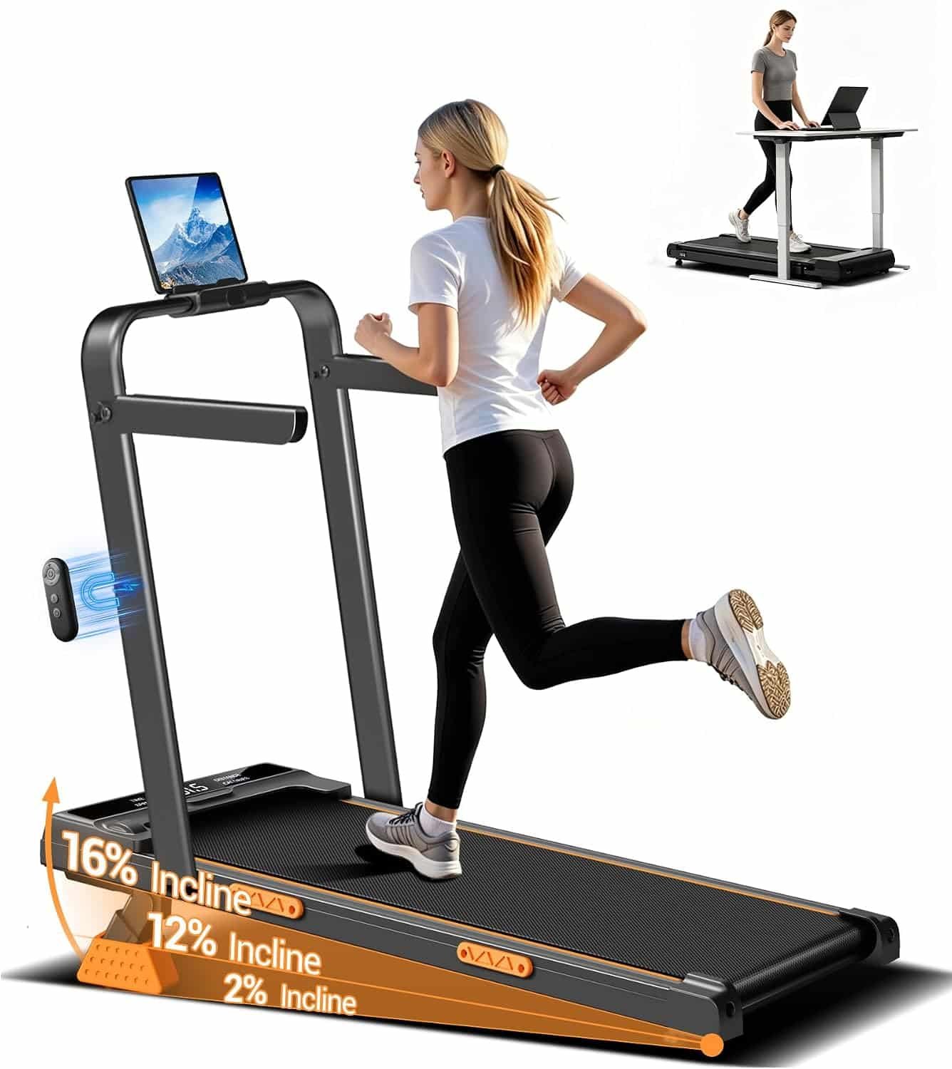 Treadmill with Handle and 16% Incline